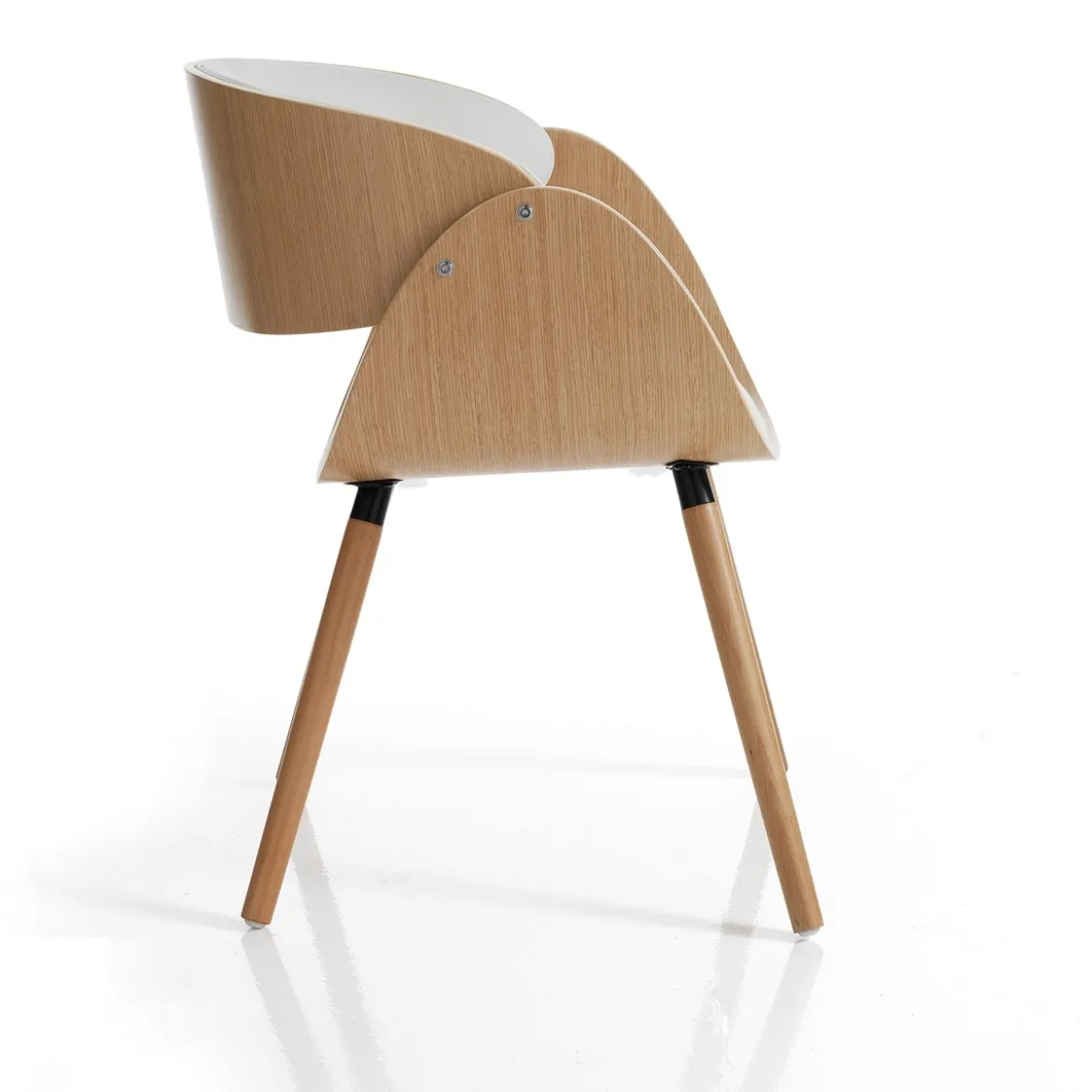 Visby evo wood sedia in pelle sintetica bianca e legno finitura rovere 54x52xh73 cm