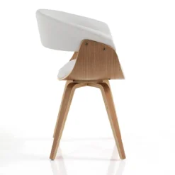 Visby wood sedia in pelle sintetica bianca e legno multistrato finitura rovere 62x51xh81 cm