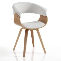 Visby wood sedia in pelle sintetica bianca e legno multistrato finitura rovere 62x51xh81 cm