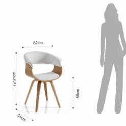 Visby wood sedia in pelle sintetica bianca e legno multistrato finitura rovere 62x51xh81 cm