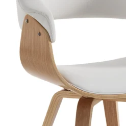 Visby wood sedia in pelle sintetica bianca e legno multistrato finitura rovere 62x51xh81 cm