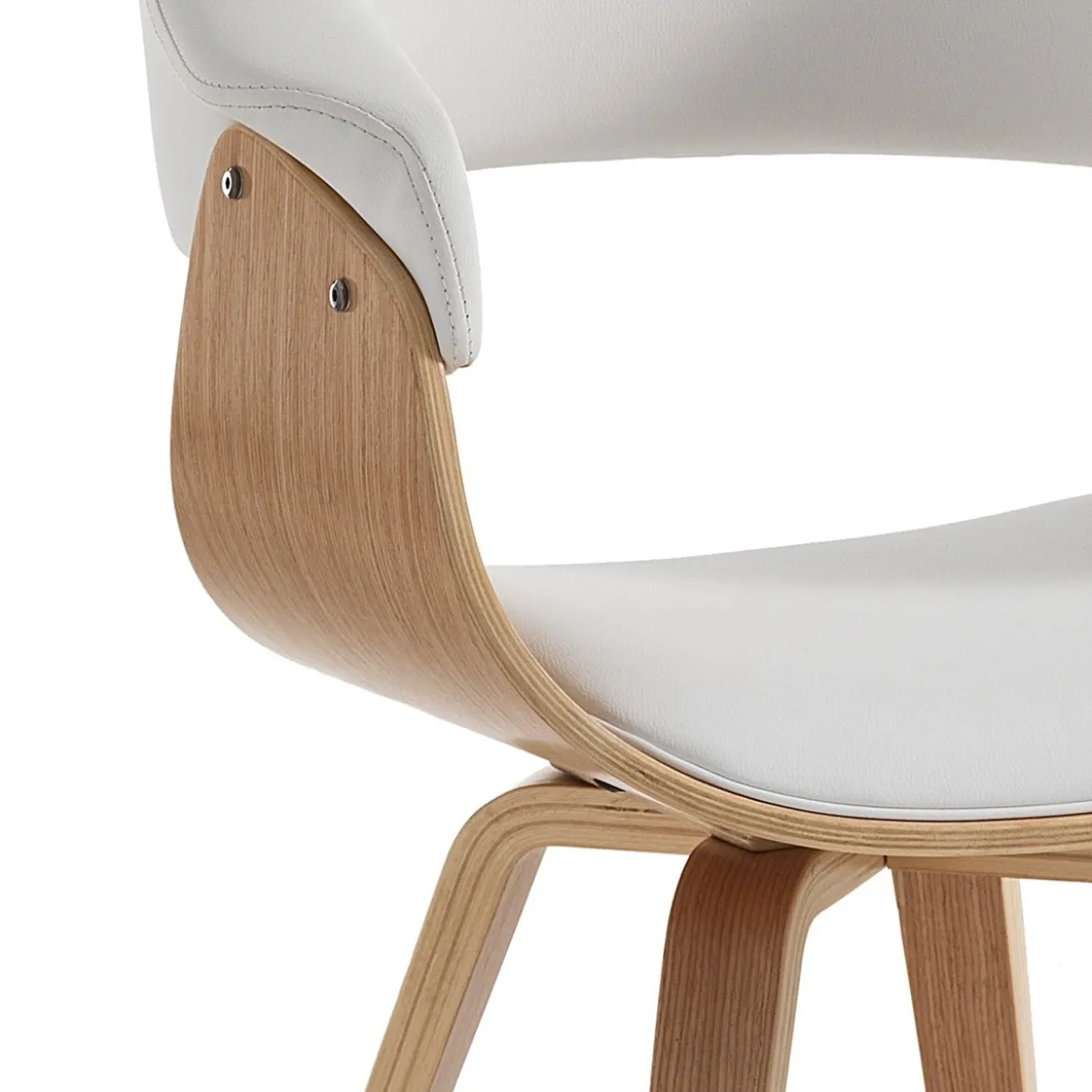 Visby wood sedia in pelle sintetica bianca e legno multistrato finitura rovere 62x51xh81 cm