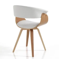 Visby wood sedia in pelle sintetica bianca e legno multistrato finitura rovere 62x51xh81 cm