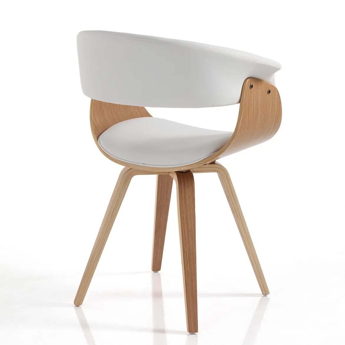Visby wood sedia in pelle sintetica bianca e legno multistrato finitura rovere 62x51xh81 cm