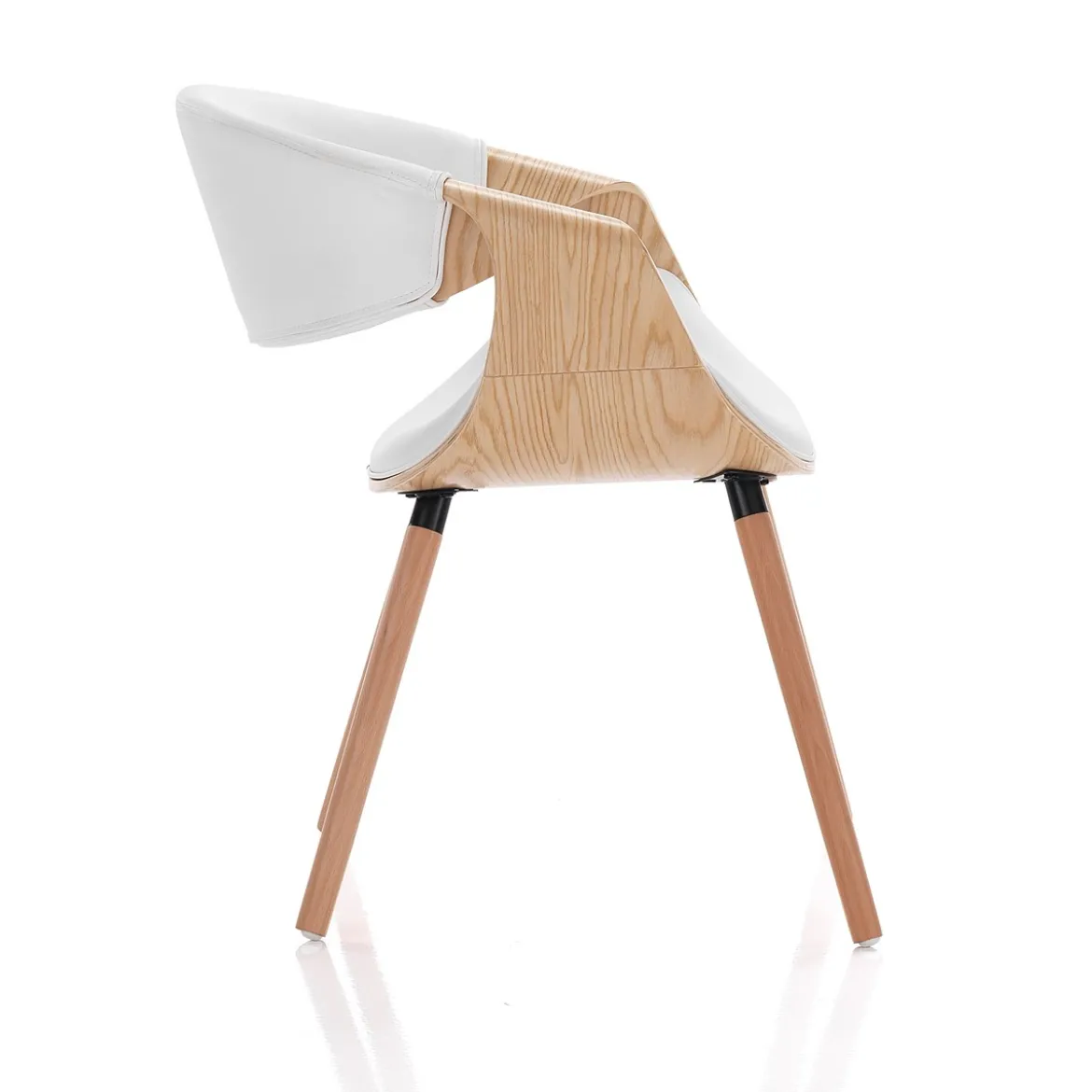 Visby 2 Wood Sedia legno multistrato curvato tinto finitura Rovere pelle sintetica Bianca h72 l53 p59