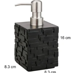 Wall black dispenser portasapone in poliresina nera 8.3x8.3 h10.6/16 cm
