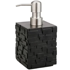 Wall black dispenser portasapone in poliresina nera 8.3x8.3 h10.6/16 cm