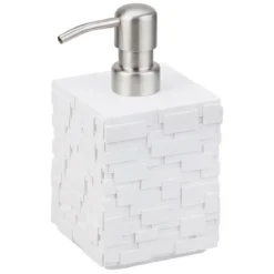 Wall white dispenser portasapone in poliresina bianca 8.3x8.3 h10.6/16 cm