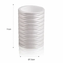 Wave bicchiere portaspazzolini poliresina bianca opaca d7.5 h11 cm