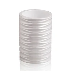 Wave bicchiere portaspazzolini poliresina bianca opaca d7.5 h11 cm