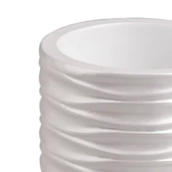Wave bicchiere portaspazzolini poliresina bianca opaca d7.5 h11 cm