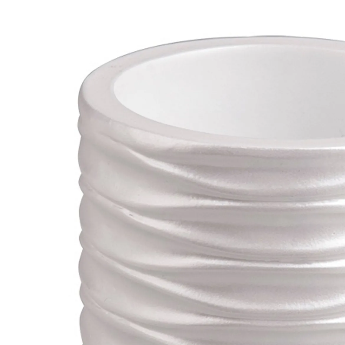 Wave bicchiere portaspazzolini poliresina bianca opaca d7.5 h11 cm