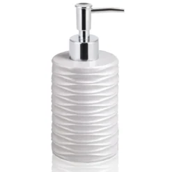 Wave dispenser portasapone poliresina bianca opaca d7.5 h17 cm