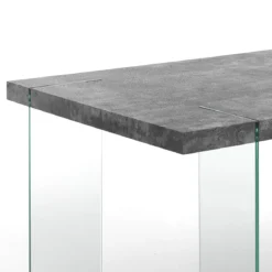 Waver Cement Tavolo Grigio finitura Cemento e gambe in Vetro Temprato 180 x 90 x h75 cm