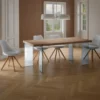 Waver Tavolo Scrivania in Legno finitura Rovere con gambe in Vetro Temprato, 180 x 90 x h75 cm