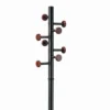 Wells appendiabiti portaombrelli ari in acciaio nero opaco e pomelli legno finitura noce h173xd30.5 cm