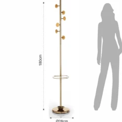 Wells-b gold appendiabiti porta ombrelli acciaio verniciato oro rosa lucido rose gold h180 d28
