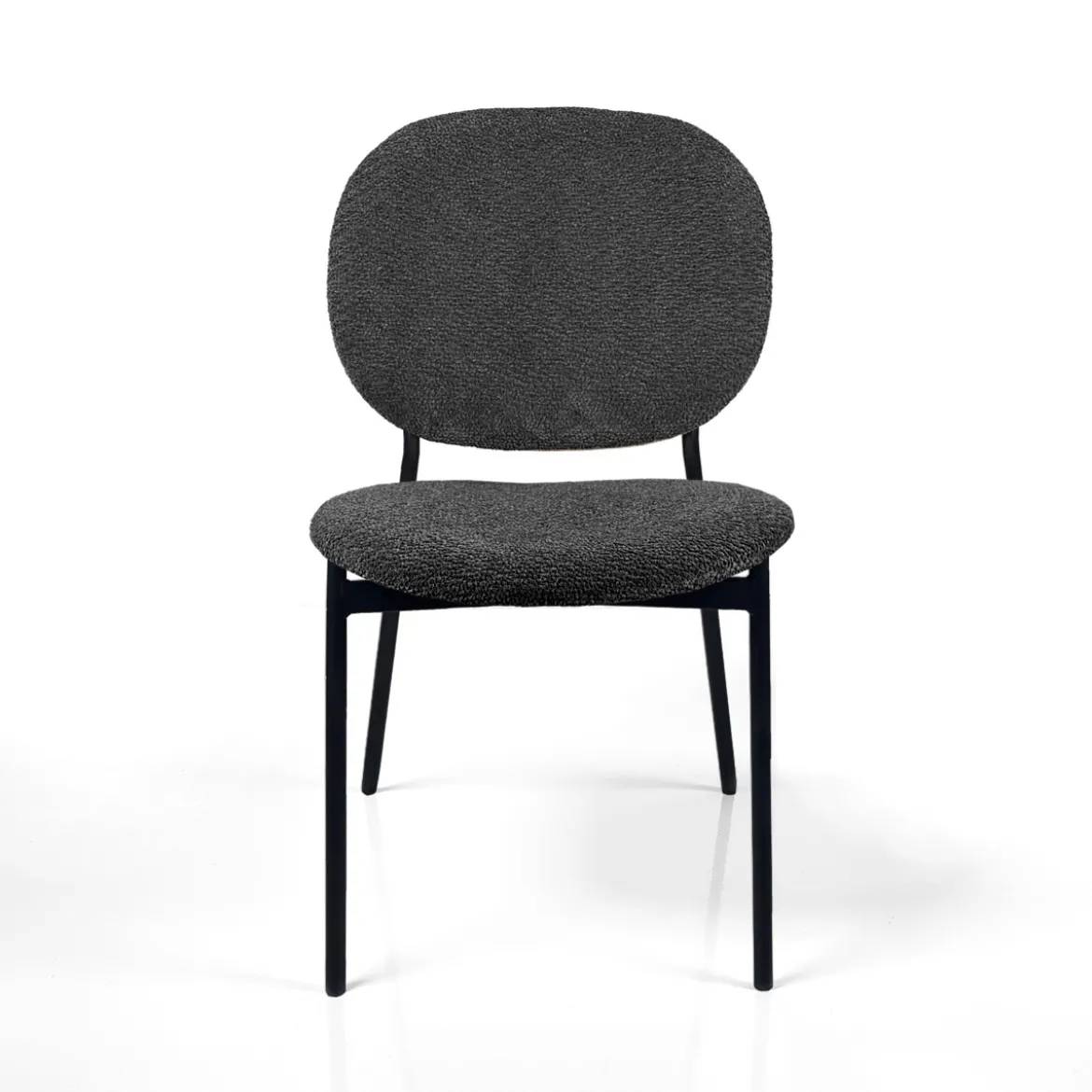 Werza Antracite sedia Imbottita tessuto antracite effetto melange struttura metallo nero opaco impilabile h81 l47 p58
