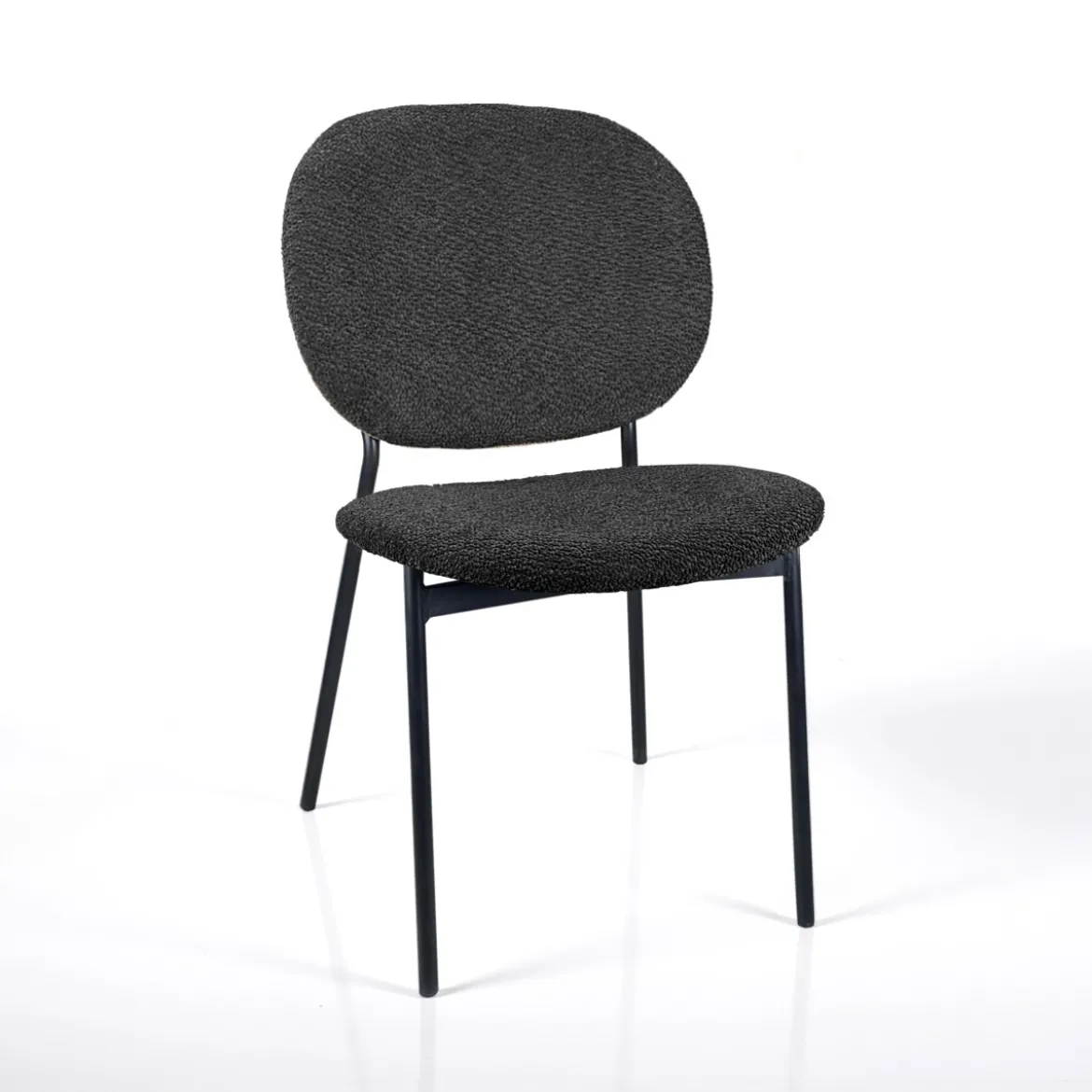 Werza Antracite sedia Imbottita tessuto antracite effetto melange struttura metallo nero opaco impilabile h81 l47 p58