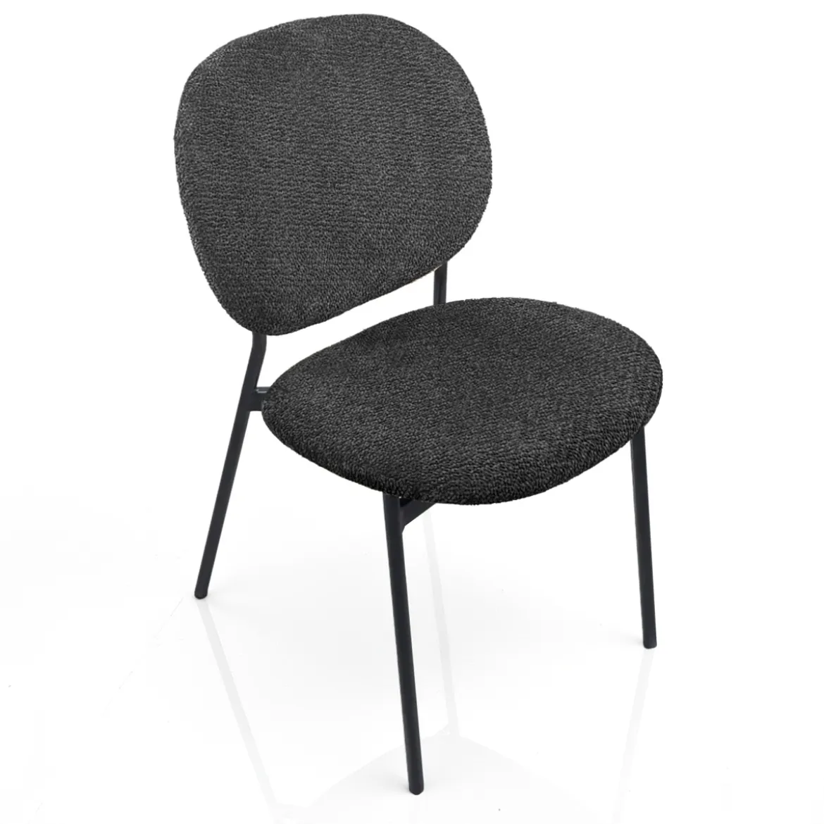 Werza Antracite sedia Imbottita tessuto antracite effetto melange struttura metallo nero opaco impilabile h81 l47 p58