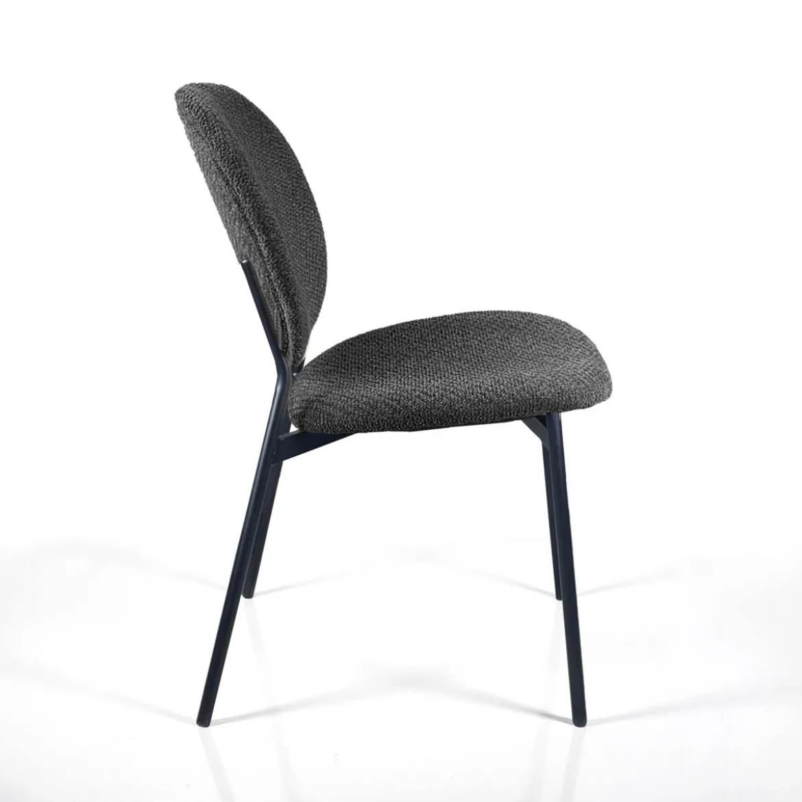 Werza Antracite sedia Imbottita tessuto antracite effetto melange struttura metallo nero opaco impilabile h81 l47 p58