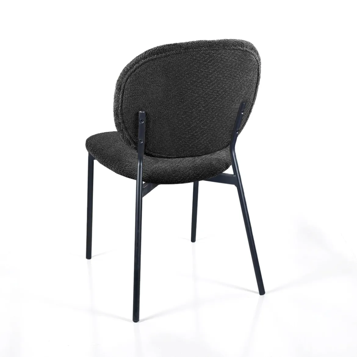 Werza Antracite sedia Imbottita tessuto antracite effetto melange struttura metallo nero opaco impilabile h81 l47 p58