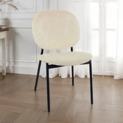 Werza Beige sedia Imbottita tessuto beige effetto melange struttura metallo nero opaco impilabile h81 l47 p58