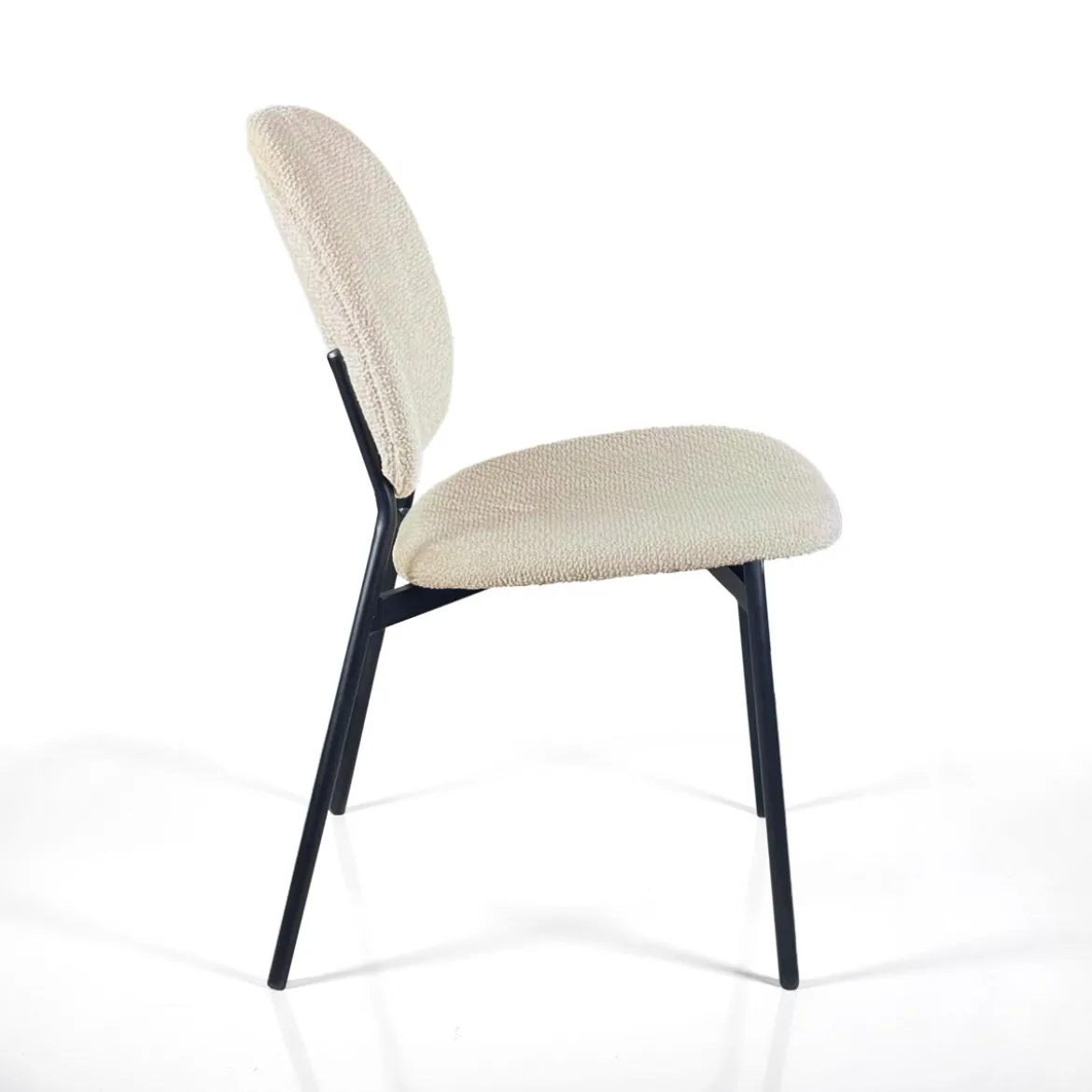 Werza Beige sedia Imbottita tessuto beige effetto melange struttura metallo nero opaco impilabile h81 l47 p58