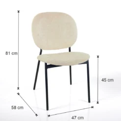 Werza Beige sedia Imbottita tessuto beige effetto melange struttura metallo nero opaco impilabile h81 l47 p58