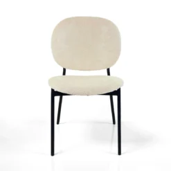 Werza Beige sedia Imbottita tessuto beige effetto melange struttura metallo nero opaco impilabile h81 l47 p58