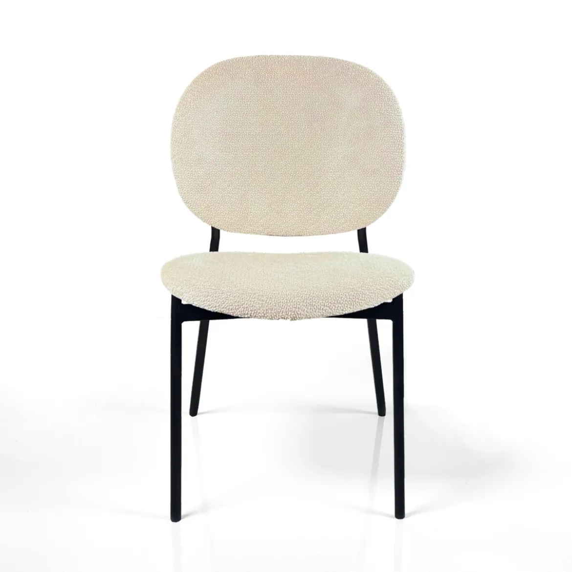 Werza Beige sedia Imbottita tessuto beige effetto melange struttura metallo nero opaco impilabile h81 l47 p58