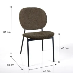Werza Brown sedia Imbottita tessuto marrone effetto melange struttura metallo nero opaco impilabile h81 l47 p58