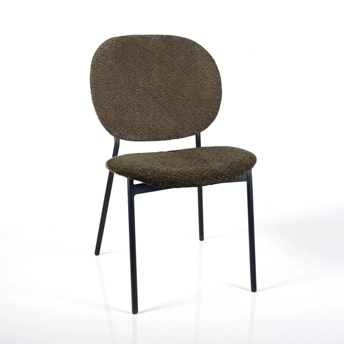 Werza Brown sedia Imbottita tessuto marrone effetto melange struttura metallo nero opaco impilabile h81 l47 p58