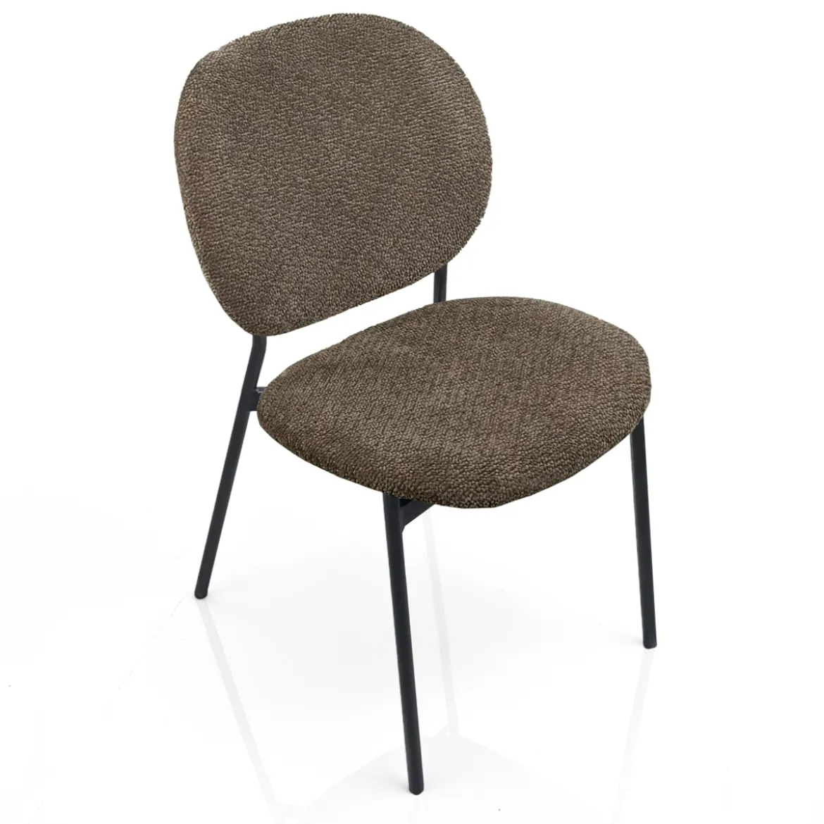 Werza Brown sedia Imbottita tessuto marrone effetto melange struttura metallo nero opaco impilabile h81 l47 p58