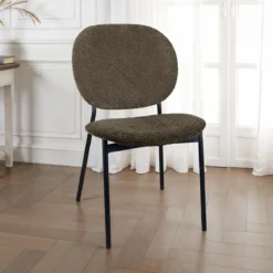 Werza Brown sedia Imbottita tessuto marrone effetto melange struttura metallo nero opaco impilabile h81 l47 p58