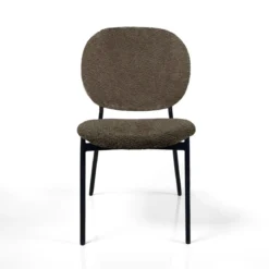 Werza Brown sedia Imbottita tessuto marrone effetto melange struttura metallo nero opaco impilabile h81 l47 p58