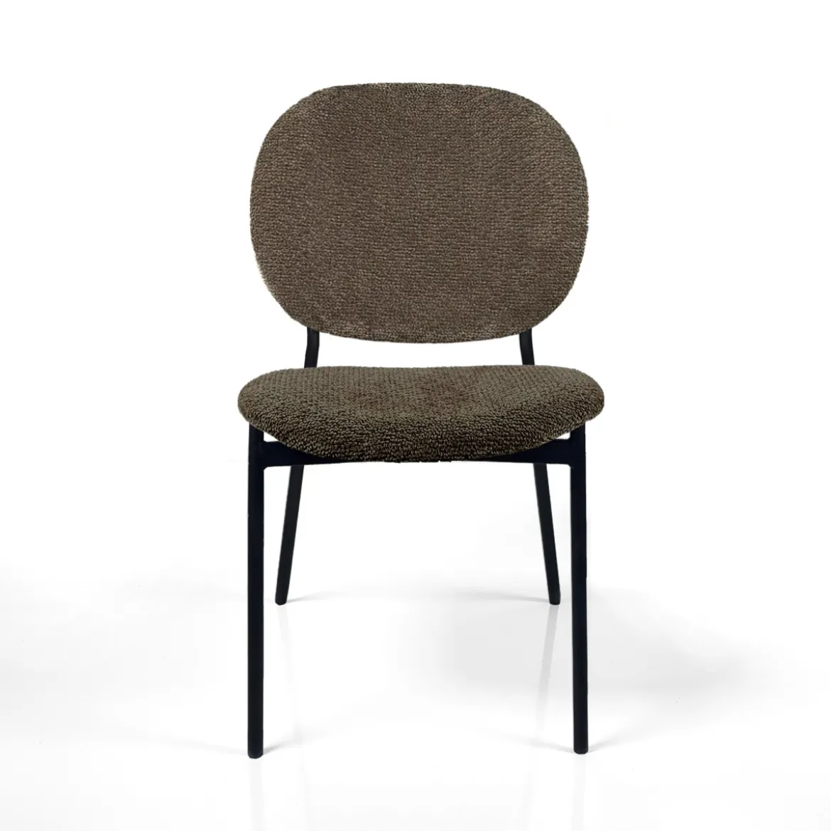 Werza Brown sedia Imbottita tessuto marrone effetto melange struttura metallo nero opaco impilabile h81 l47 p58