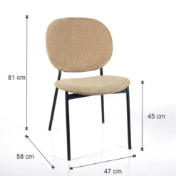 Werza Sabbia sedia Imbottita tessuto sabbia effetto melange struttura metallo nero opaco impilabile h81 l47 p58