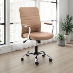 Wichita brown sedia da ufficio regolabile e girevole in pelle sintetica di colore marrone con ruote 56x66 h92/102 cm