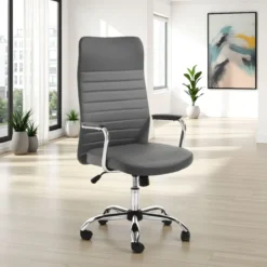 Wichita high brown sedia da ufficio regolabile e girevole in pelle sintetica colore grigio con ruote 56x62 h108/118 cm