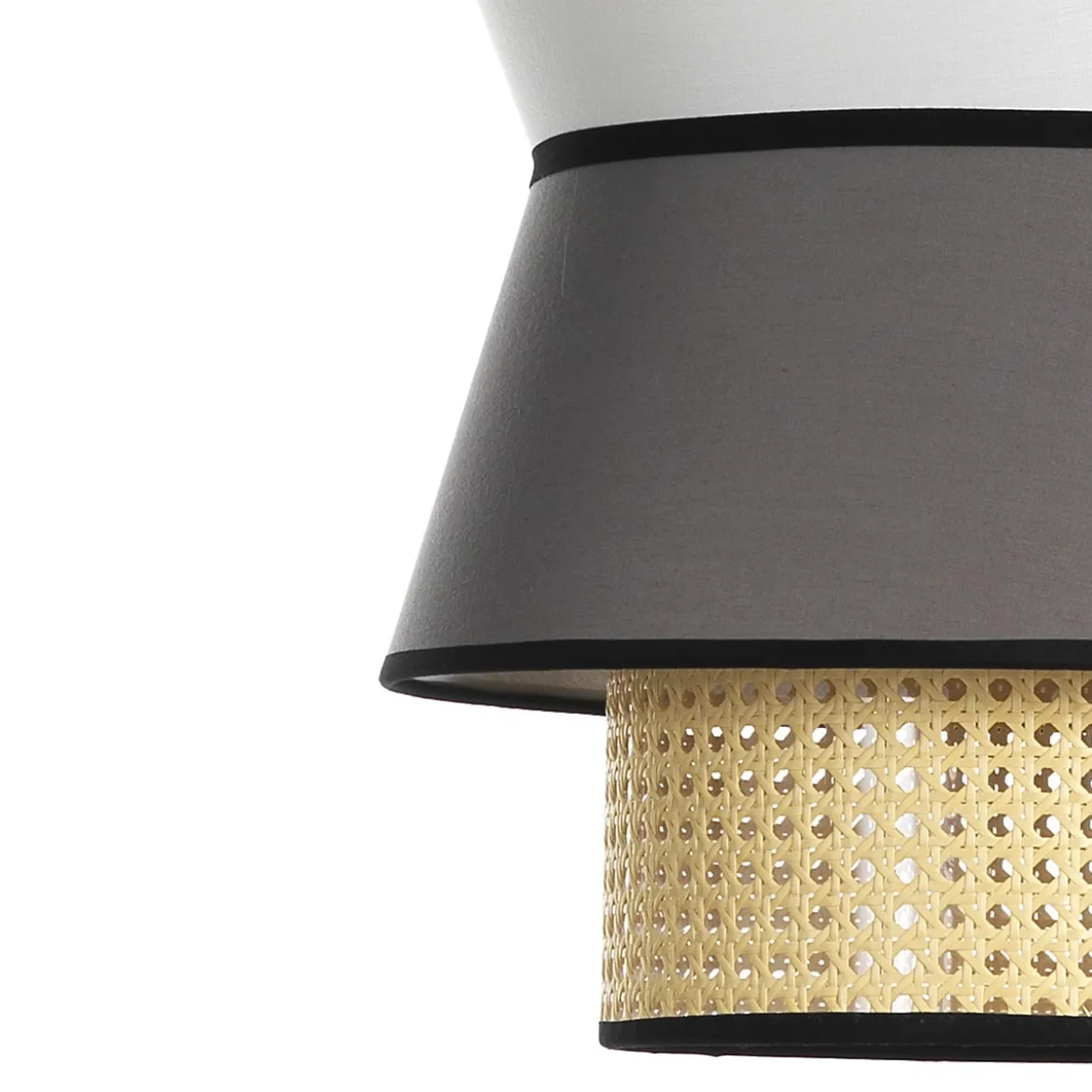 Wien b lampadario rivestito in tessuto colorato grigio bianco e paglia di vienna cn cavo regolabile d39 h46 cm