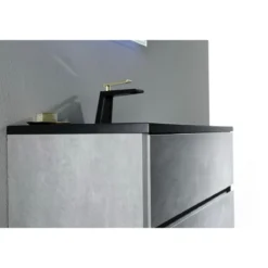 Willy black cement bagno 90 finitura grigio cemento 2 cestoni e lavello nero 90x47.5xh52 cm