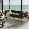 Yanni basamento angolare in rattan sbiancato per 1 elemento kamar 80x80xh70 cm