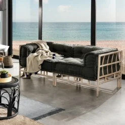 Yanni basamento angolare in rattan sbiancato per 1 elemento kamar 80x80xh70 cm