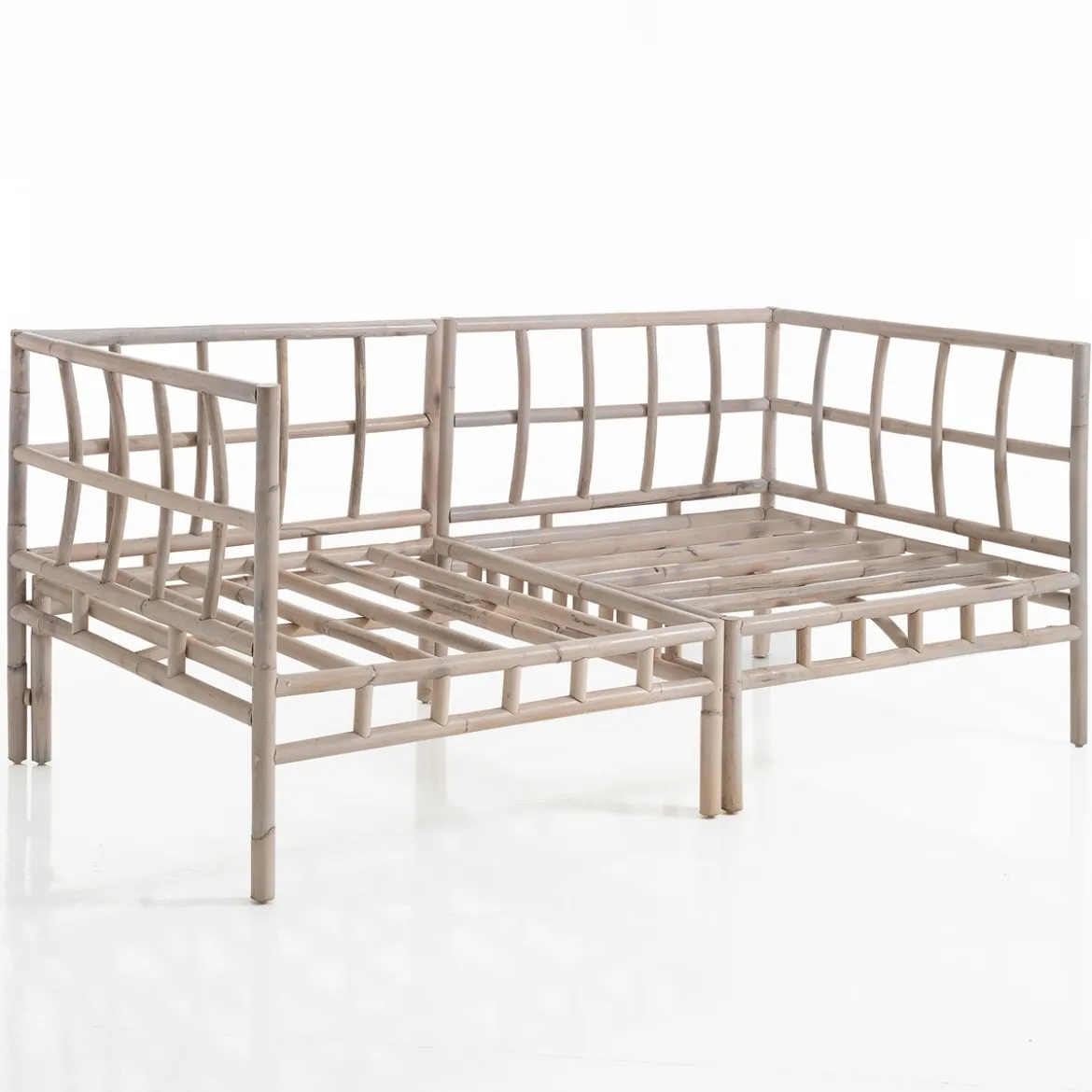 Yanni basamento angolare in rattan sbiancato per 1 elemento kamar 80x80xh70 cm