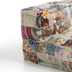 Yara beige patch elemento angolare in cotone beige patchwork con imbottitura tessile 80x80x40 cm