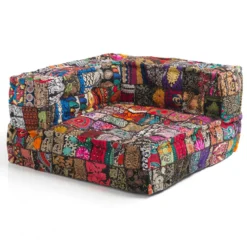 Yara black patch elemento angolare rivestimento cotone 100% patchwork nero 80x80xh40 cm