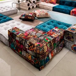 Yara black patch elemento angolare rivestimento cotone 100% patchwork nero 80x80xh40 cm