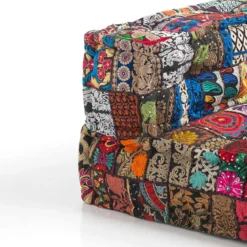Yara black patch elemento angolare rivestimento cotone 100% patchwork nero 80x80xh40 cm