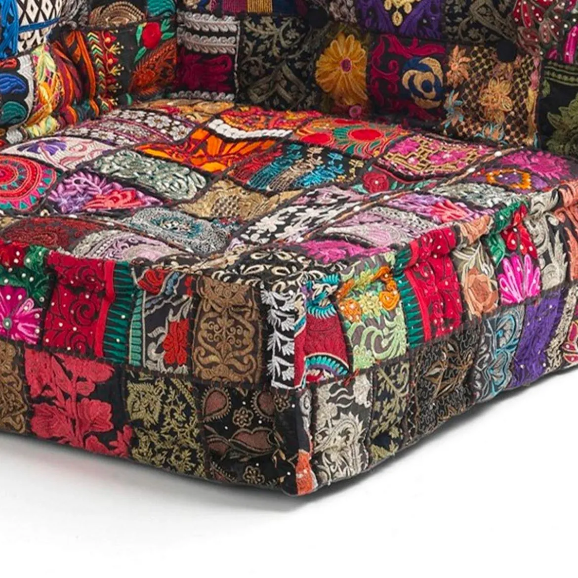 Yara black patch elemento angolare rivestimento cotone 100% patchwork nero 80x80xh40 cm